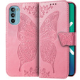 Откидной чехол для Motorola Moto G52 / G82 5G, Butterfly, розовый
