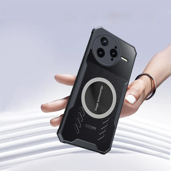 Чехол для Xiaomi Poco F7 Ultra, с магнитной пластиной, прозрачный / черный