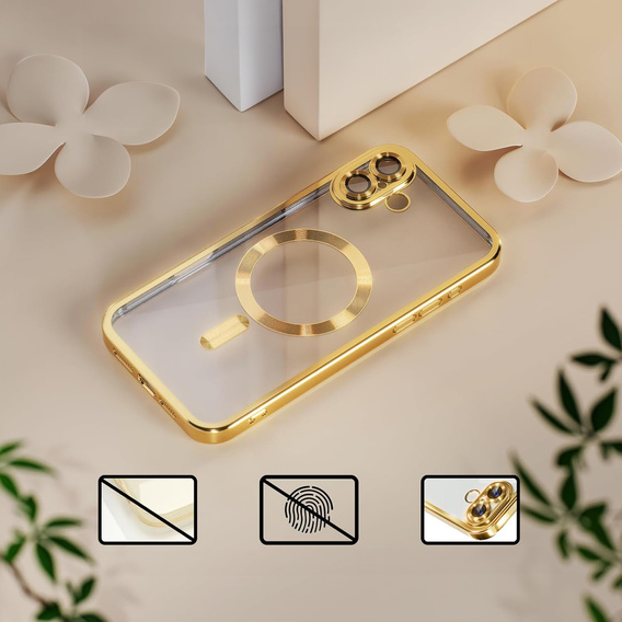 Чохол для iPhone 16 Plus, Electro MagSafe, золотий + Скло на екран