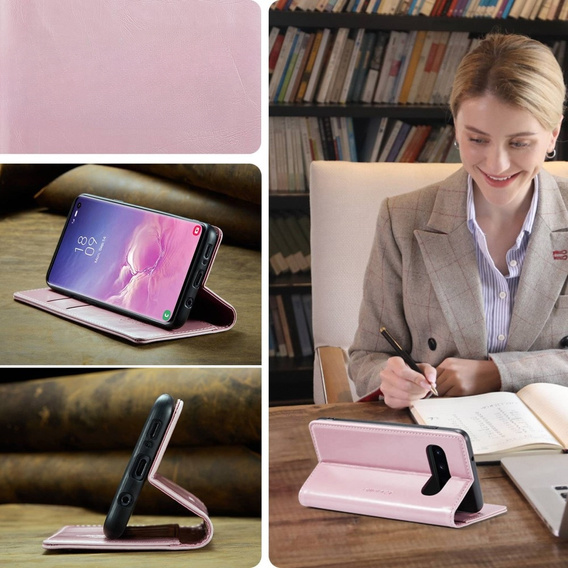 Флип-кейс CASEME для Samsung Galaxy S10+ Plus, Waxy Textured, розовый