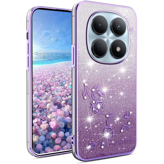 Чехол с блестками Glitter Flower для Xiaomi Redmi Note 15 5G