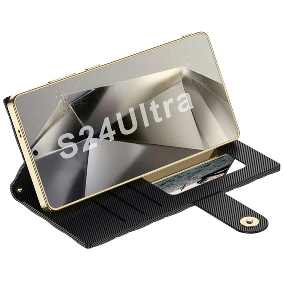 Флип-кейс для Samsung Galaxy S24 Ultra, GKK Mirror Wallet, чёрный