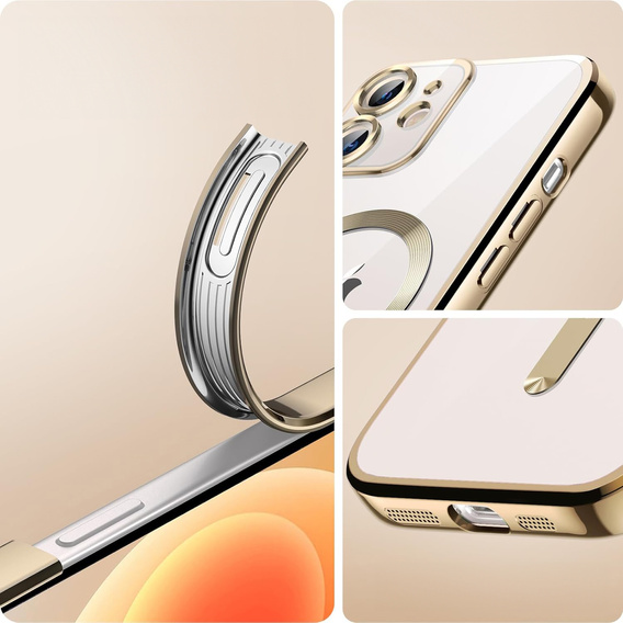 Чехол для iPhone 11, Electro MagSafe, золотой + стекло для экрана
