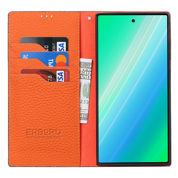 Шкіряний чохол для Samsung Galaxy S23, ERBORD Grain Leather, темно-синій