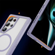 Чохол з рамкою для Samsung Galaxy S24 Ultra, для MagSafe, прозорий / фіолетовий