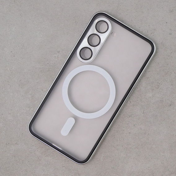 Магнітний чохол Dual Glass MagSafe для Samsung Galaxy S23+ Plus, сріблястий