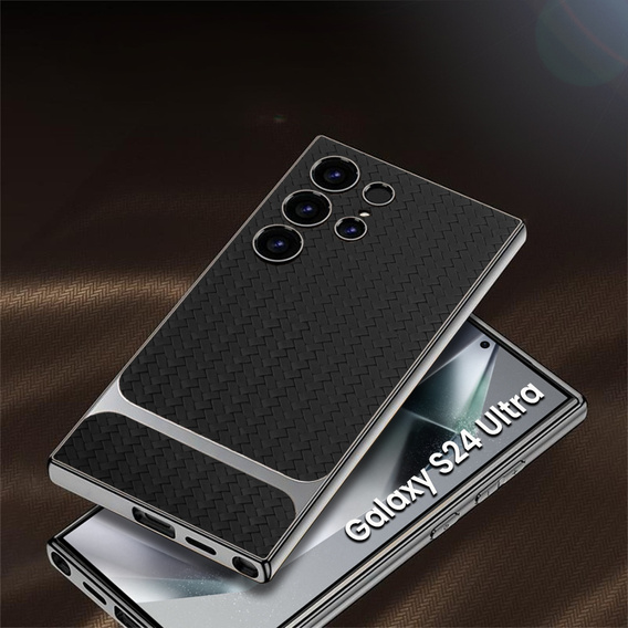 Чехол до Samsung Galaxy S24 Ultra, GKK Woven Leather, чёрный