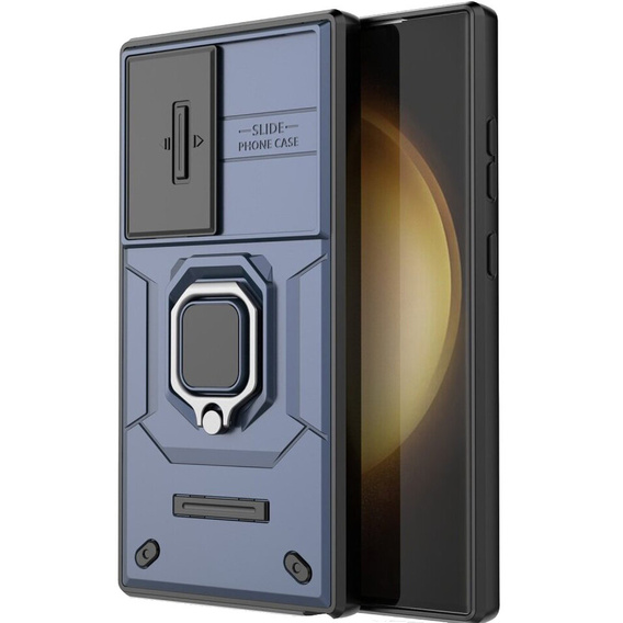 Чехол для Samsung Galaxy S24 Ultra, KickStand Camera Lens, синий