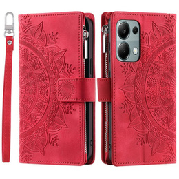 Откидной чехол для Xiaomi Redmi Note 13 Pro 4G / Xiaomi Redmi Note 14S / Xiaomi Poco M6 Pro 4G, Mandala, красный