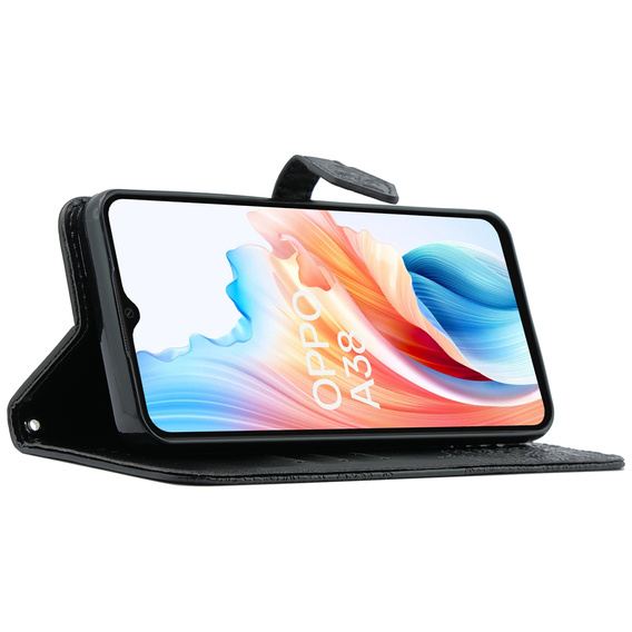 Откидной чехол для Oppo A38 4G / Oppo A18 4G, Mandala, чёрный