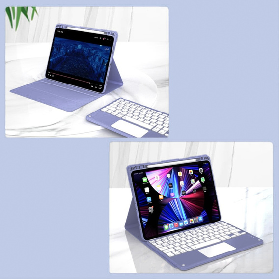 Чохол + клавіатура iPad 10.2 2021 / 2020 / 2019 / Air 10.5 2019, Leather Pen Slot TouchPad, фіолетовий