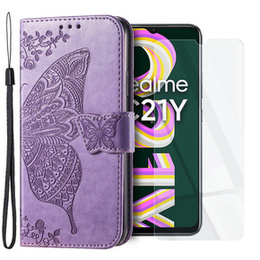 Чехол Wallet до Realme C21Y / C25Y, Butterfly, Purple