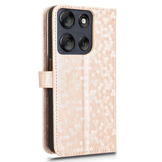 Чохол-фліп для Motorola Moto G56 5G, Wallet Rhombus, золотий