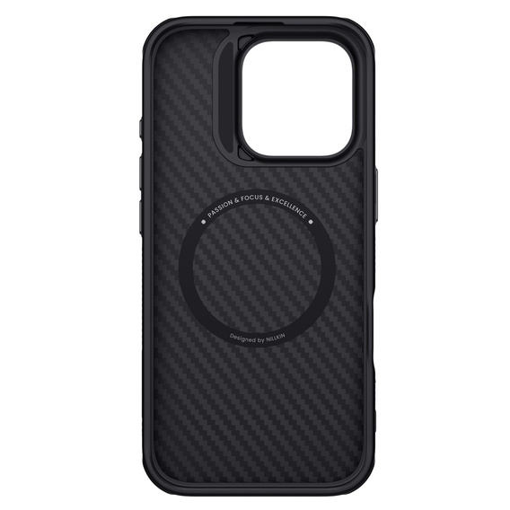 Чохол для iPhone 16 Pro, броньований Nillkin, Carbon Fiber, для Magsafe, золотий
