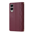 Чохол-сумка для Samsung Galaxy S25 Edge, Rhombus Crossbody Leather, бордовий