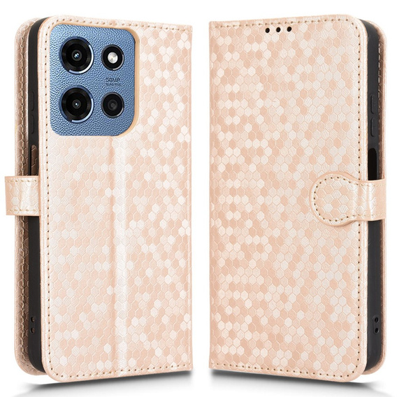 Чохол-фліп для Motorola Moto G86 5G, Wallet Rhombus, золотий