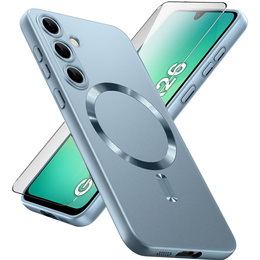 Чехол для Samsung Galaxy A26, ColorMag, для MagSafe, синий + закаленное стекло 9H