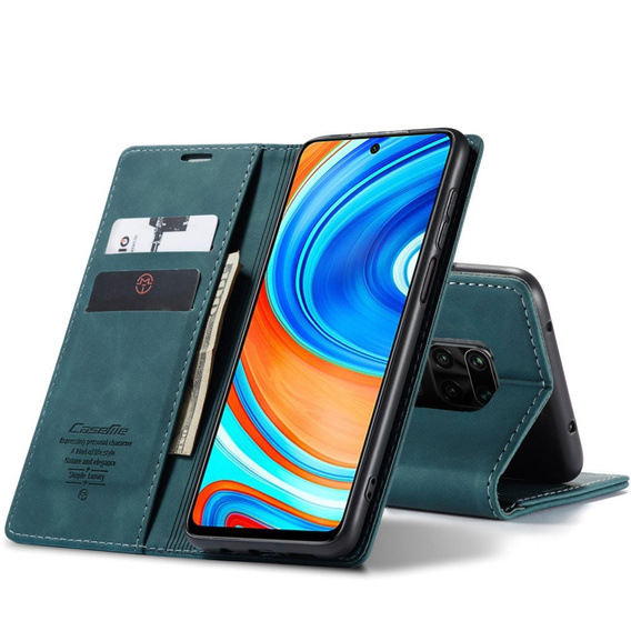 Чехол CASEME для Xiaomi do Redmi Note 9s / 9 Pro, Leather Wallet Case, синий