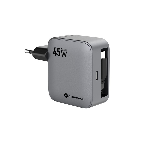 Мережевий зарядний пристрій GaN з кабелем USB-C 45 Вт Forcell F-Energy