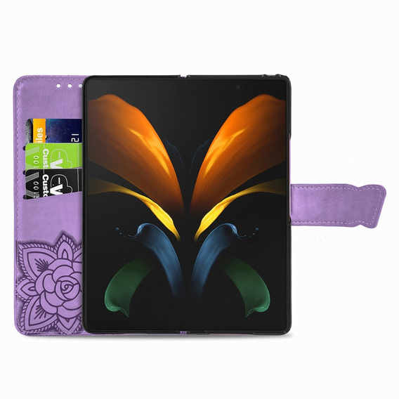 Откидной чехол для Samsung Galaxy Z Fold 4 5G, Butterfly, фиолетовый