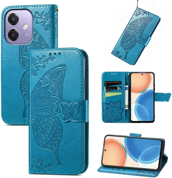 Откидной чехол для Oppo A40 / Oppo A40m, Butterfly, синий