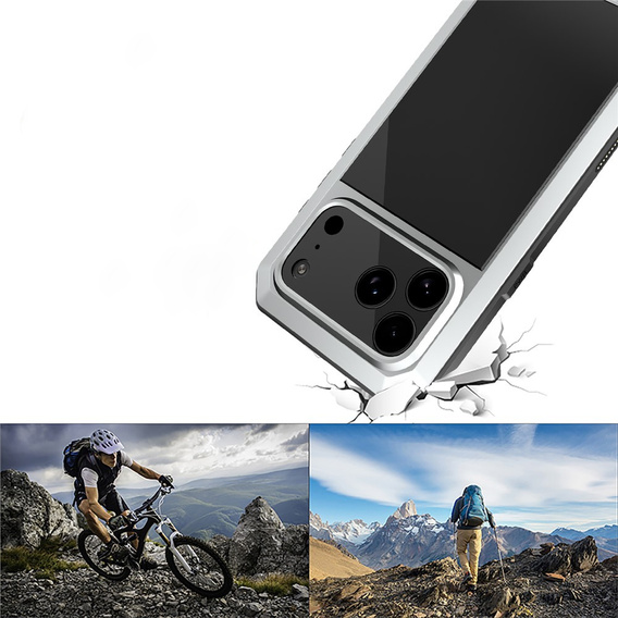 Чехол для iPhone 15 Pro, бронированный, со встроенным стеклом, красный