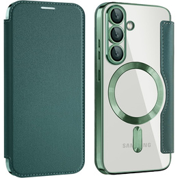 Откидной чехол для Samsung Galaxy S25, RFID Wallet MagSafe CamShield, зелёный