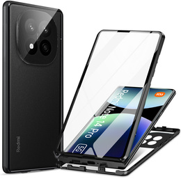 Чехол для Xiaomi Redmi Note 14 Pro, Magnetic Dual Glass, чёрный