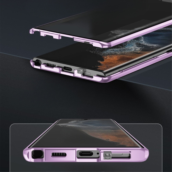 Чехол для Samsung Galaxy S21 Ultra, Magnetic Dual Glass, фиолетовый