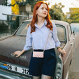 Чохол-сумка для Samsung Galaxy A36 5G, Rhombus Crossbody Leather, рожевий