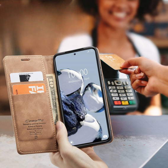 Чехол CASEME для Xiaomi 12T / 12T Pro, Leather Wallet Case, коричневый