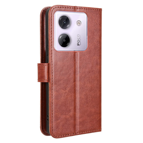 Футляр з клапаном для Xiaomi Poco M7 Pro 5G, Crazy Horse Wallet, коричневий