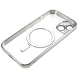 Чохол для iPhone 14, Electro MagSafe, сріблястий + Скло на екран
