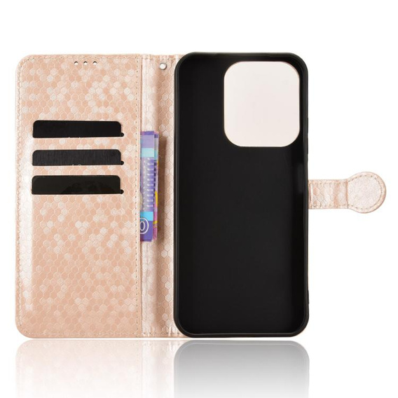 Чохол-фліп для Xiaomi Redmi 15C 4G/LTE, Wallet Rhombus, золотий