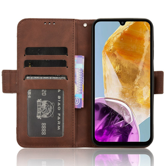 Футляр з клапаном для Samsung Galaxy M15 5G, Card Slot, коричневий