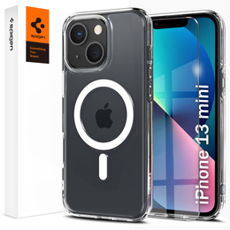 Чехол MagSafe Spigen для iPhone 13 Mini, Ultra Hybrid, белый + 9H закаленное стекло