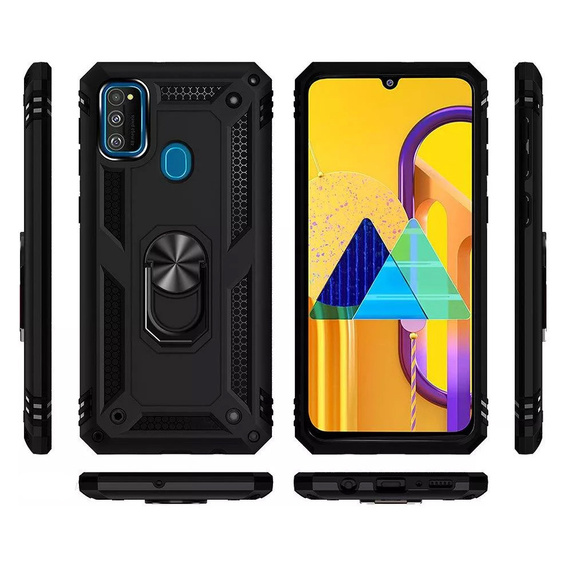 Бронированный Чехол до Samsung Galaxy M21, Nox Case Ring, чёрный