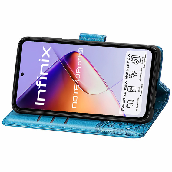 Откидной чехол для Infinix Note 40 Pro Plus, Butterfly, синий
