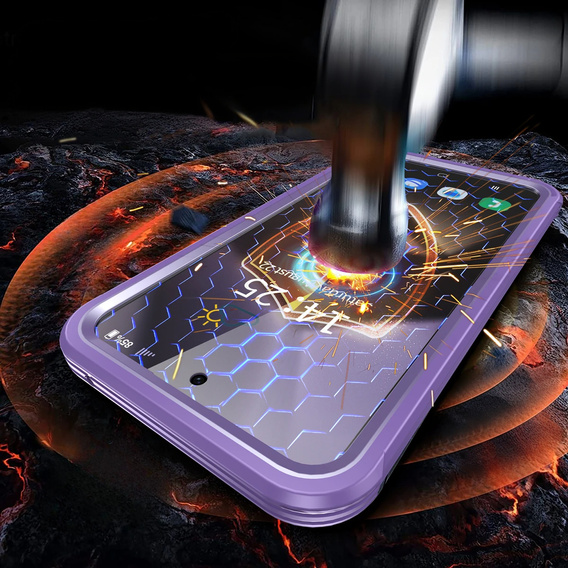 Чохол для Samsung Galaxy S25, Shockproof, зі склом, для MagSafe, фіолетовий