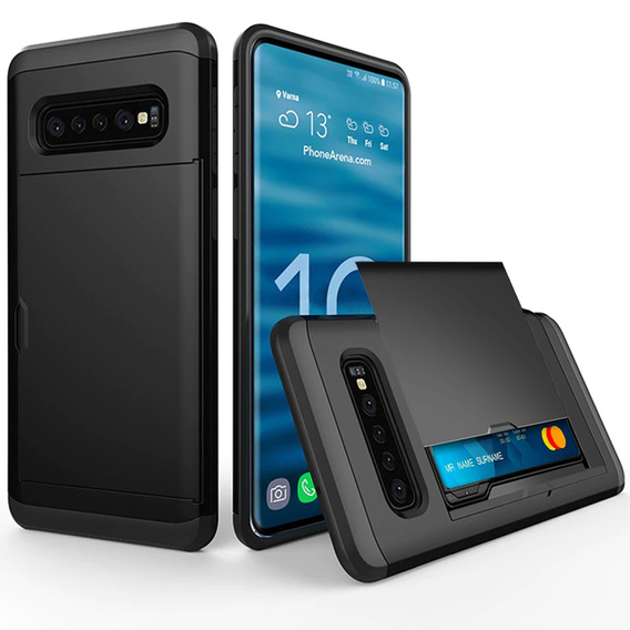 Чехол до Samsung Galaxy S10, Sliding Card Holder, чёрный