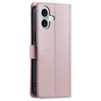 чехол-крышка для iPhone 16, Rhombus Crossbody Leather, розовый rose gold