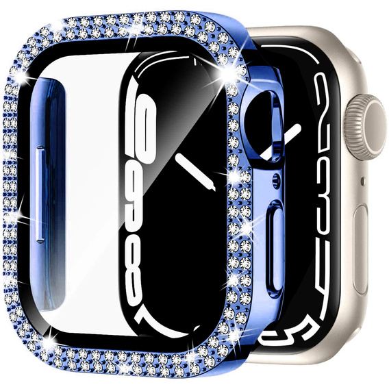 Силиконовый футляр со встроенным защитным стеклом до Apple Watch SE / 6 / 5 / 4 44mm, dark blue