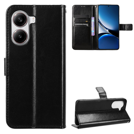 Откидной чехол для Xiaomi Poco X7 Pro 5G, Crazy Horse Wallet, чёрный