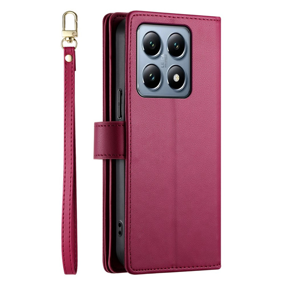 Откидной чехол для Xiaomi 14T Pro, Wallet Zipper Pocket, красный