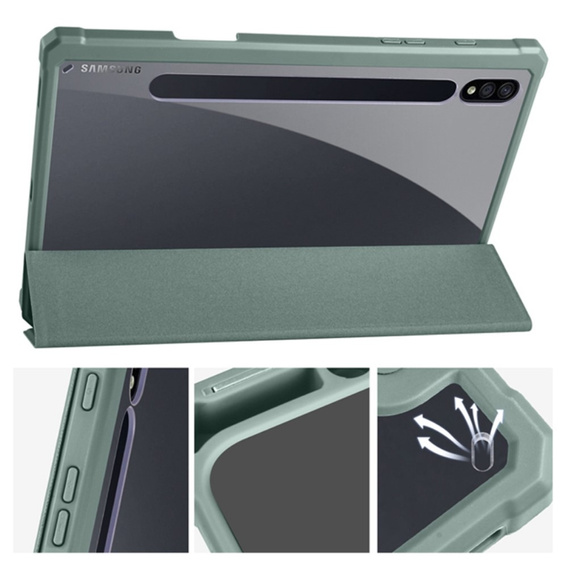 Чохол для Samsung Galaxy Tab S7 Plus / Tab S7 FE, Smartcase Hybrid, з місцем для стилуса, зелений