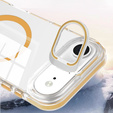 Чохол для iPhone Air, для MagSafe, з підставкою, прозорий із золотими вставками