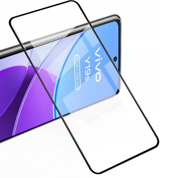 3D загартоване скло для Vivo Y19s, чорна рамка