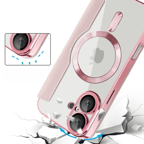 Откидной чехол для iPhone 16, RFID Wallet MagSafe CamShield, розовый