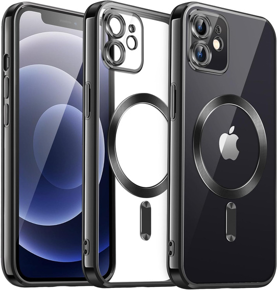 Чехол для iPhone 12, Electro MagSafe, чёрный + стекло для экрана