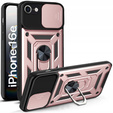 Бронированный чехол для iPhone 16E, CamShield Slide, розовый + закаленное стекло 9H